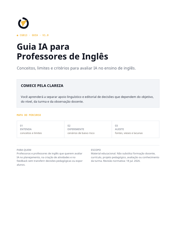 Capa do Guia IA para Professores de Inglês